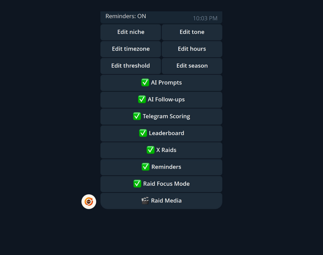 POOT Loop Telegram community settings controls